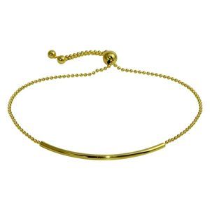 Silver 925 Gold Plated Tube Bead Lariat Bracelet